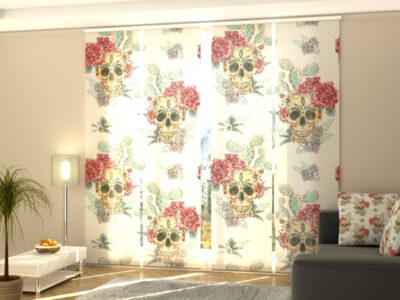 Schiebegardine 4 tlg. Skull and Roses