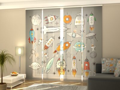 Schiebegardine 4 tlg. Spaceships and Shuttles