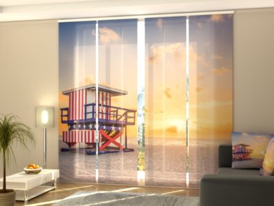 Schiebegardine 4 tlg. Sunrise at Miami Beach and Lifeguard Tower