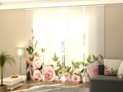 Schiebegardine 4 tlg. Tenderness of Pink Roses