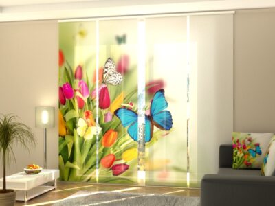 Schiebegardine 4 tlg. Tulips and Butterflies