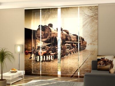 Schiebegardine 4 tlg. Vintage Train