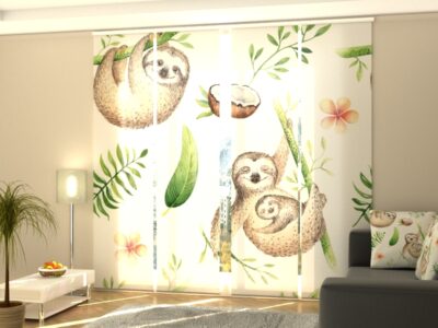 Schiebegardine 4 tlg. Watercolor Cute Sloths