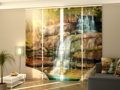 Schiebegardine 4 tlg. Waterfall in the Autumn Forest
