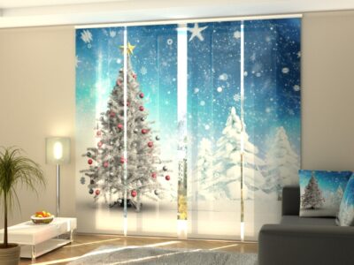 Schiebegardine 4 tlg. White Christmas trees