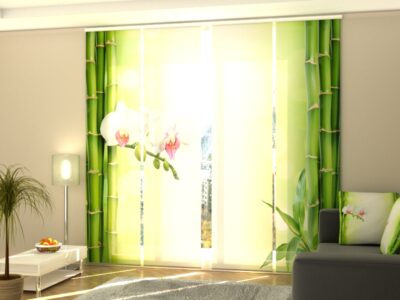 Schiebegardine 4 tlg. White Orchid with Fresh Bamboo
