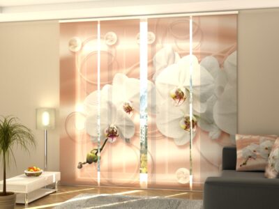 Schiebegardine 4 tlg. White Orchids on Silk