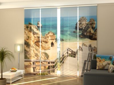 Schiebegardine 4 tlg. Wooden Staircase to a Beautiful Beach in the Algarve