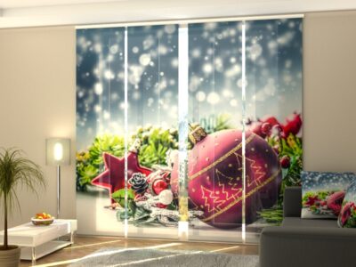 Schiebegardine 1-4 Tlg. Xmas Decorations with Snow