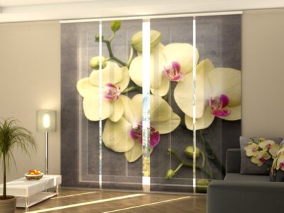 Schiebegardine 1-10 Tlg. Yellow Orchid on the Grey