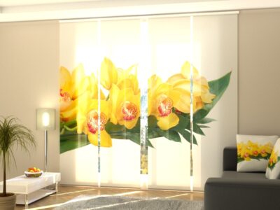 Schiebegardine 4 tlg. Yellow Orchids