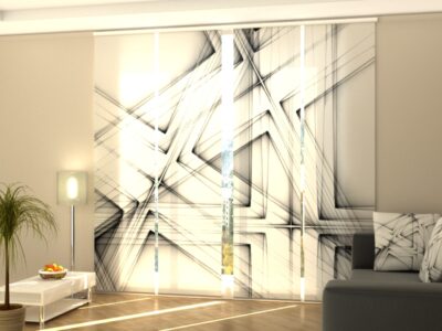 Schiebegardine 4 tlg. Abstract Black and White Lines