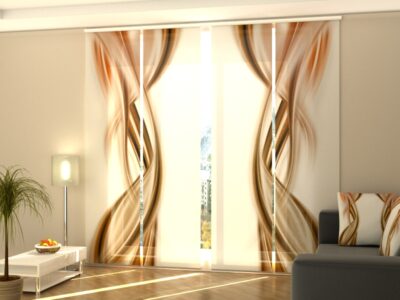 Schiebegardine 4 tlg. Abstract Brown Waves