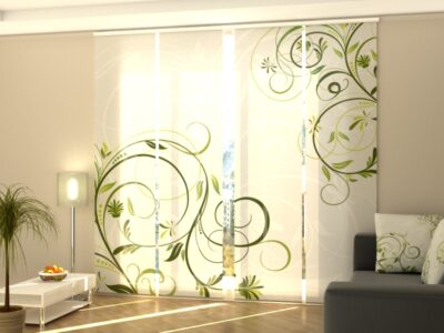 Schiebegardine 4 tlg. Abstract Green Floral