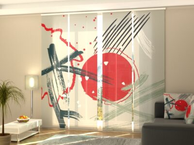 Schiebegardine 4 tlg. Abstract Red Chinese Sun