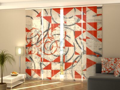 Schiebegardine 4 tlg. Abstract Red and Black Geometric Shapes