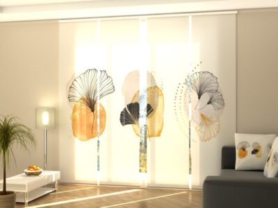 Schiebegardine 4 tlg. Air Flowers with Golden Elements