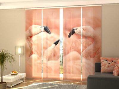 Schiebegardine 4 tlg. Amazing Pink Flamingos