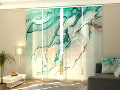 Schiebegardine 4 tlg. Beautiful Abstraction of Green-Blue Color