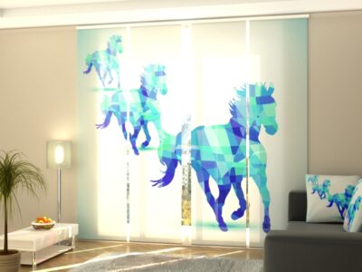 Schiebegardine 4 tlg. Blue Horses