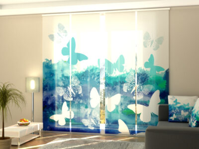 Schiebegardine 4 tlg. Blue butterfly