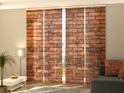 Schiebegardine 4 tlg. Brick Brown Wall