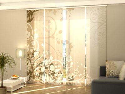 Schiebegardine 4 tlg. Brown Floral Lianas