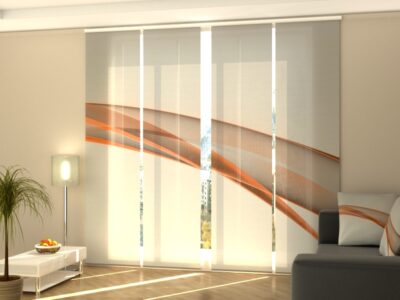 Schiebegardine 4 tlg. Elegant Orange Abstract Line