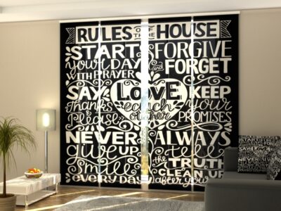 Schiebegardine 4 tlg. Family Rules of the House