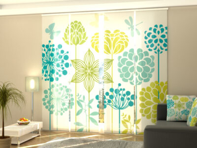 Schiebegardine 4 tlg. Graphic flowers