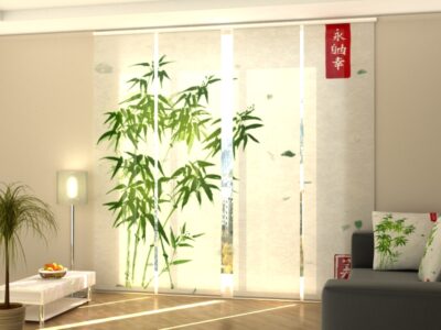 Schiebegardine 4 tlg. Japanese Watercolor Green Bamboo