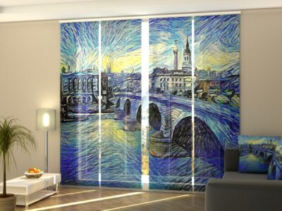 Schiebegardine 4 tlg. London Bridge in Van Gogh Style