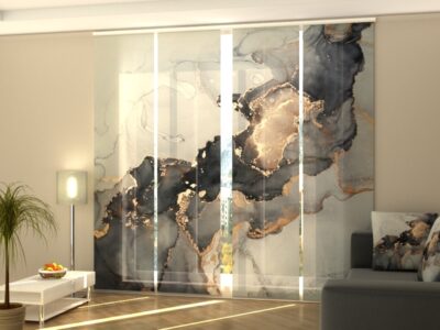 Schiebegardine 4 tlg. Luxury marble in Black, Gray, and Gold