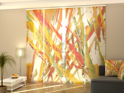 Schiebegardine 4 tlg. Orange Abstract Brush Painting