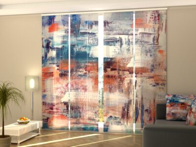 Schiebegardine 4 tlg. Orange and Blue Abstract Painting