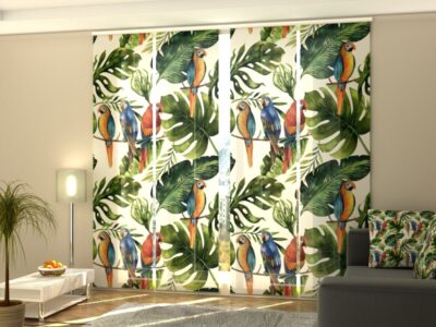 Schiebegardine 4 tlg. Palm Leaf with Parrots