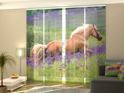 Schiebegardine 4 tlg. Palomino Horse on the Flowers Field