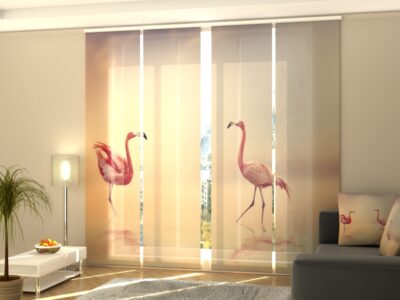 Schiebegardine 4 tlg. Pink Flamingoes at Sunset