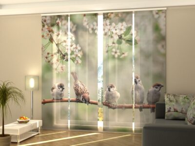 Schiebegardine 4 tlg. Small Birds on a Blooming Tree