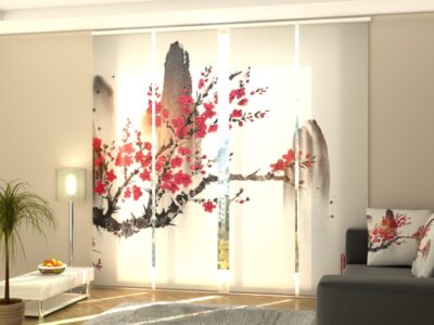 Schiebegardine 4 tlg. Traditional Japanese Painting Happiness