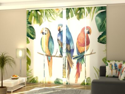 Schiebegardine 4 tlg. Watercolor Plants and Parrots