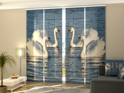 Schiebegardine 4 tlg. White Swans