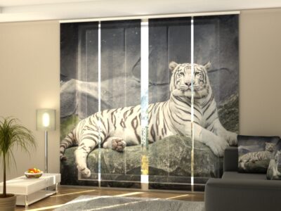 Schiebegardine 4 tlg. White Tiger on a Rock