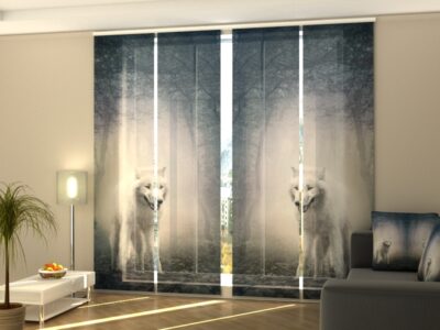 Schiebegardine 4 tlg. White Wolf in the Night Forest