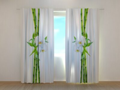 Fotovorhang Bamboo and White Orchid