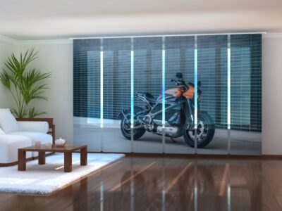 Schiebegardine (Flächenvorhang) 6 tlg. Black-Motorbike-Harley-Davidson