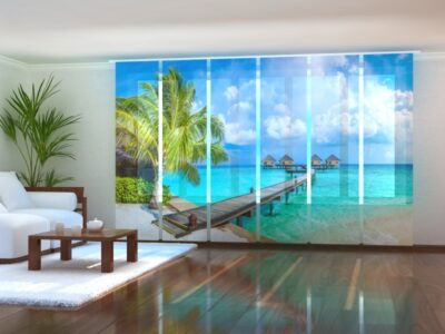 Schiebegardine (Flächenvorhang) 6 tlg. Set Bungalows-in-the-Maldives
