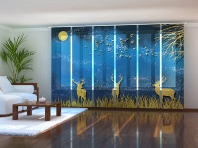 Schiebegardine (Flächenvorhang) 6 tlg. Golden Deer in the Dark Blue Night