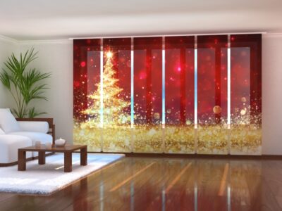 Schiebegardine (Flächenvorhang) 6 tlg. Golden Shining Christmas Tree