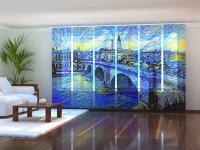 Schiebegardine (Flächenvorhang) 6 tlg. London Bridge in Van Gogh Style